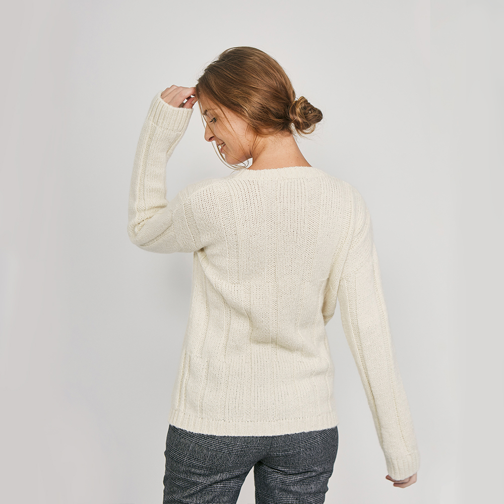 Gerippter Pullover, extralang